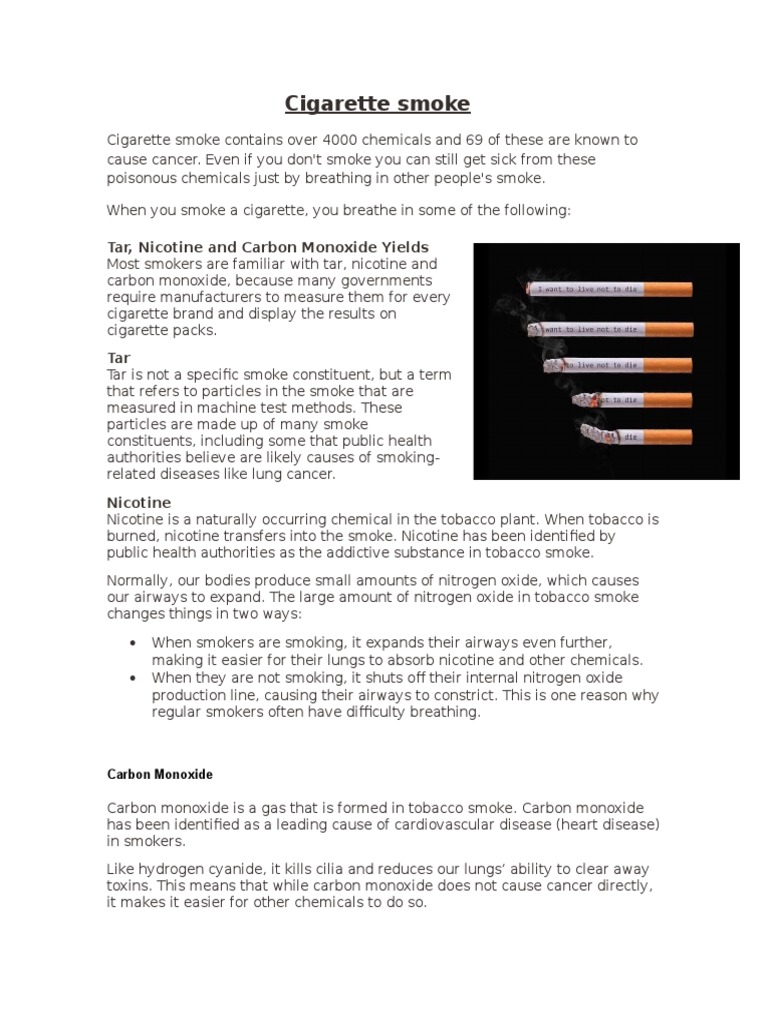 Cigarette Smoke: Tar, Nicotine and Carbon Monoxide Yields | PDF ...