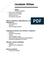 Formato de Curriculum Vitae en blanco