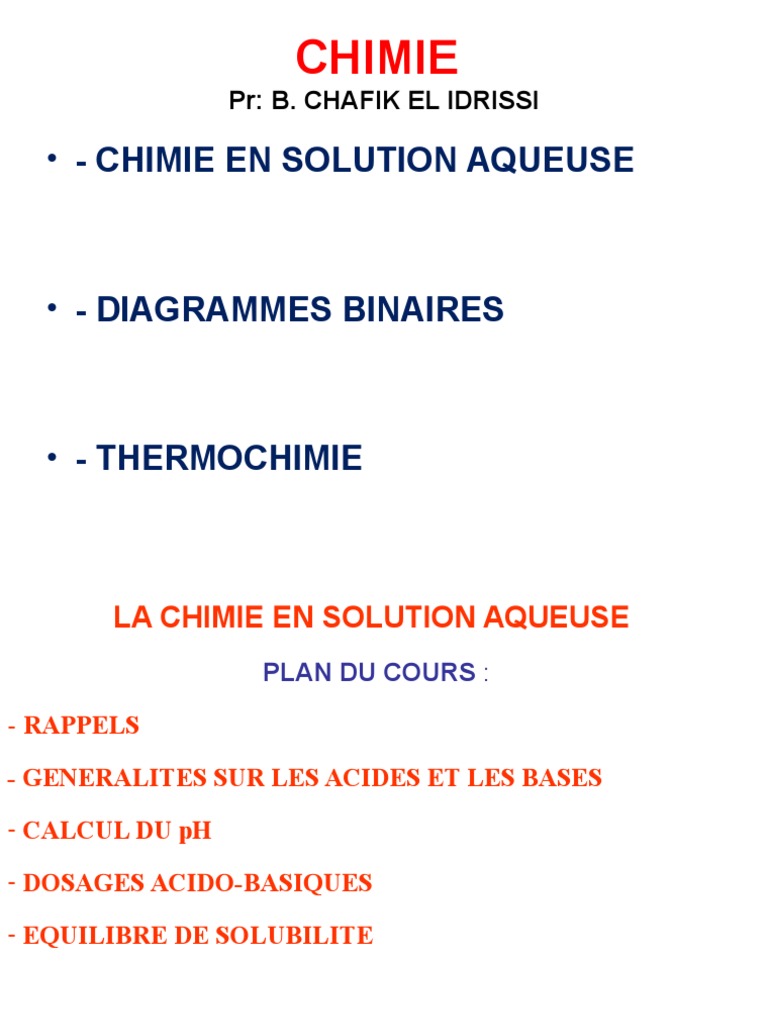 Chimie des solutions aqueuses | PDF | Ph | Acide