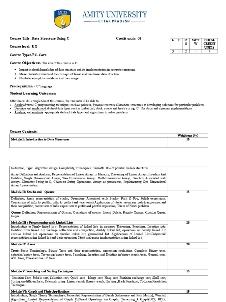Data Structures Course with C | PDF | C (Programming Language) | Data Type