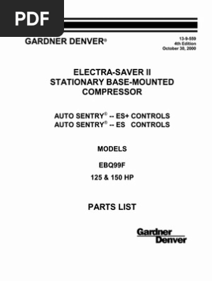 Gardner Denver Electra Saver II Parts Manual | PDF | Home Appliance |  Heating, Ventilating, And Air Conditioning