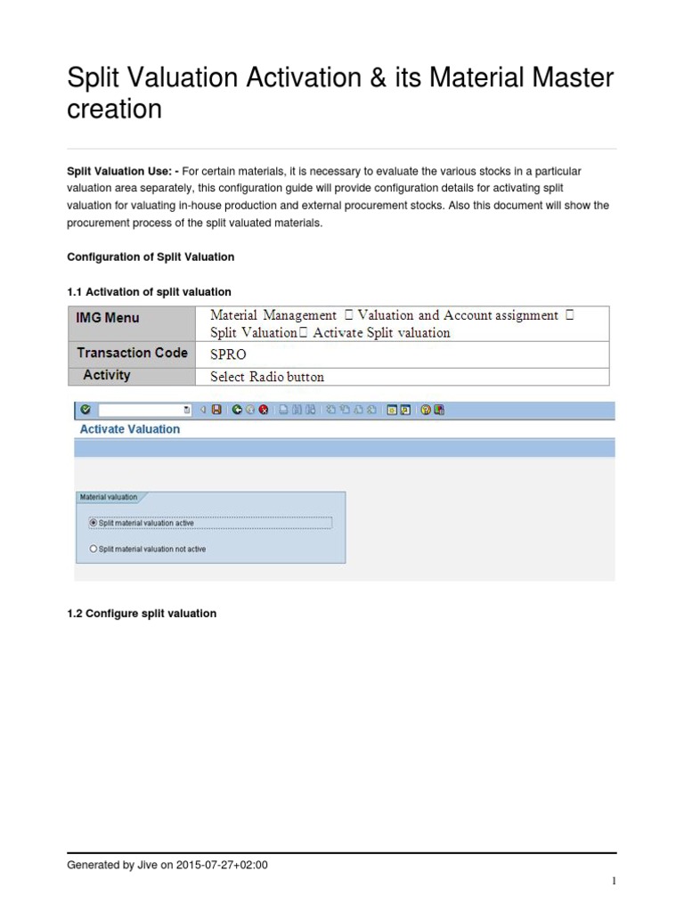 Split Valuation Configuration Guide | PDF | Business | Business Economics