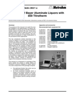 Analysis of Bayer Aluminate Liquors With 859 Titrotherm: Application Bulletin 293/1 e