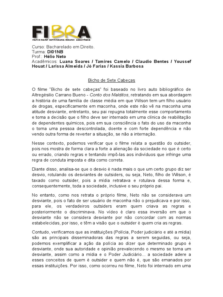 BICHO DE SETE CABEÇAS Cannabis (Droga) Psicologia e ciência cognitiva