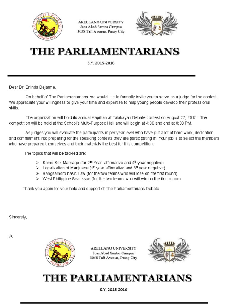 Letter (Judges and Delegates) PDF Public Sphere Government