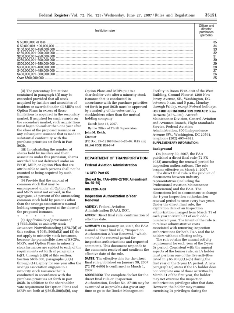 FAA Inspection Authorization Renewal Rules | PDF | Federal Aviation ...