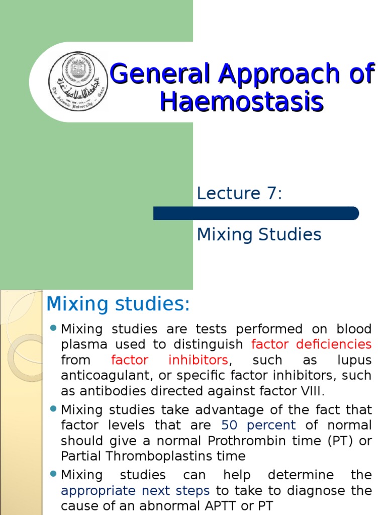 7 Mixing Studies Coagulation Blood