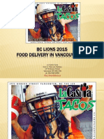 BC Lions 2015 Game Food Delivery Anywhere in Vancouver British Columbia