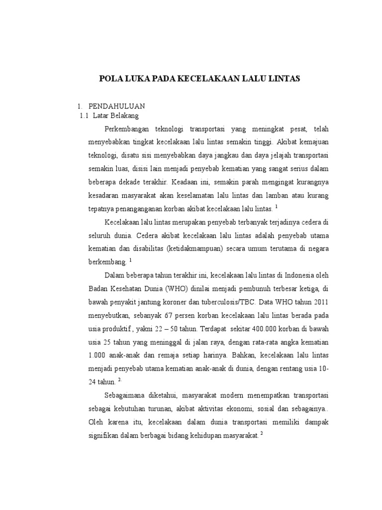 Pola Luka Kecelakaan Lal…