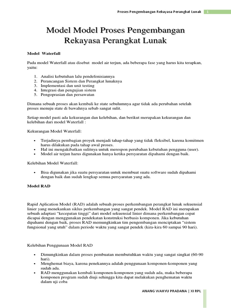 Model Model Proses Pengembangan Rekayasa Perangkat Lunak | PDF
