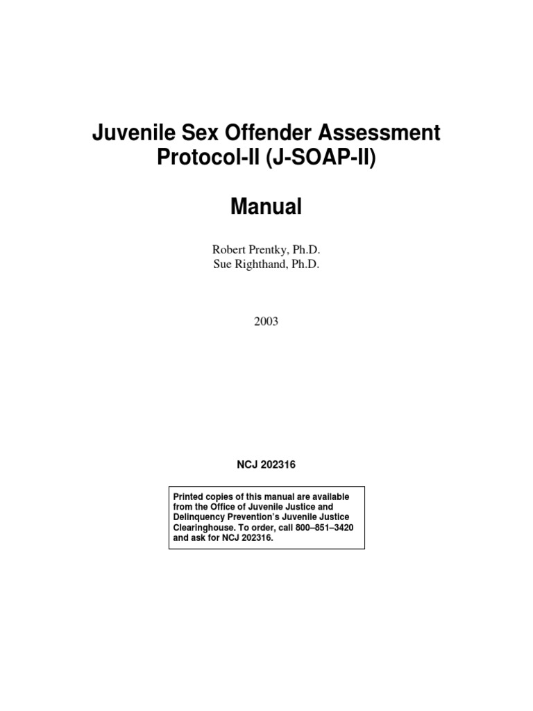 Juvenile Sex Offender Assessment ProtocolII (JSOAPII) Manual PDF