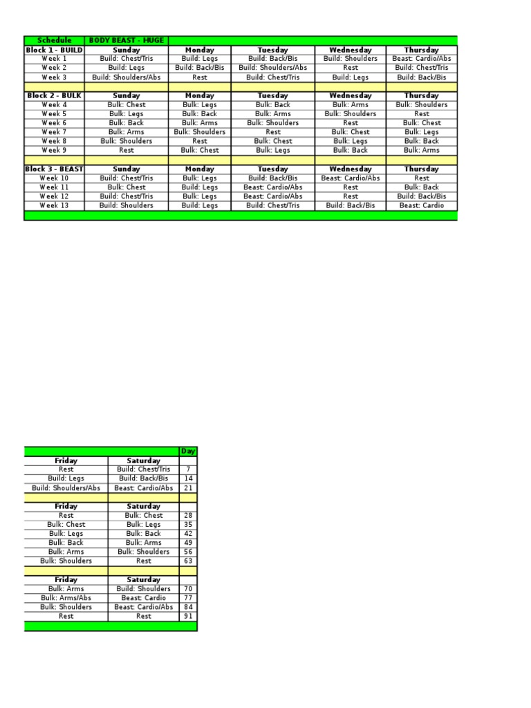 Body Beast Workout Sheets | Human Anatomy | Recreation