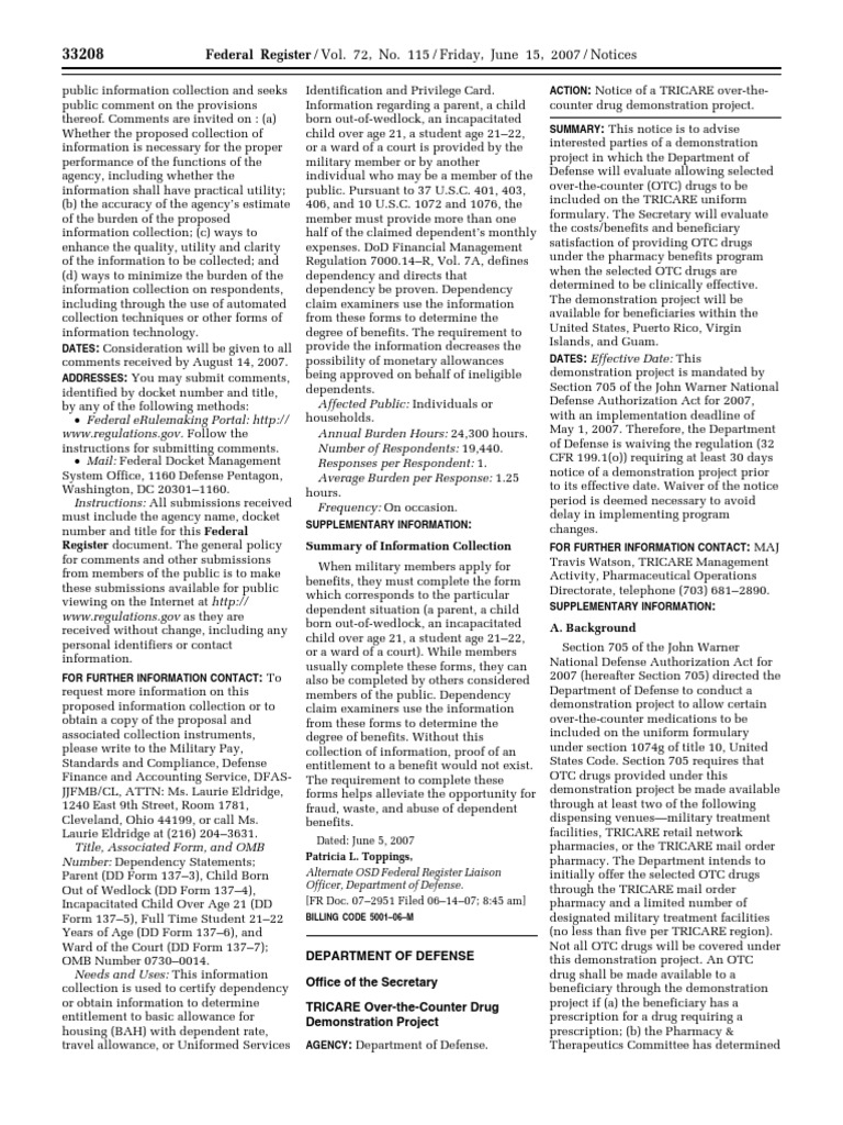 Dependency Information Collection Notice | PDF | Over The Counter Drug ...
