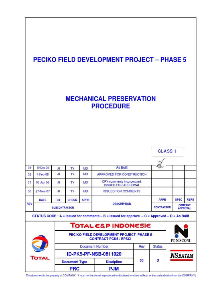 Mech Preservation Procedure | PDF | Warehouse | Quality Assurance