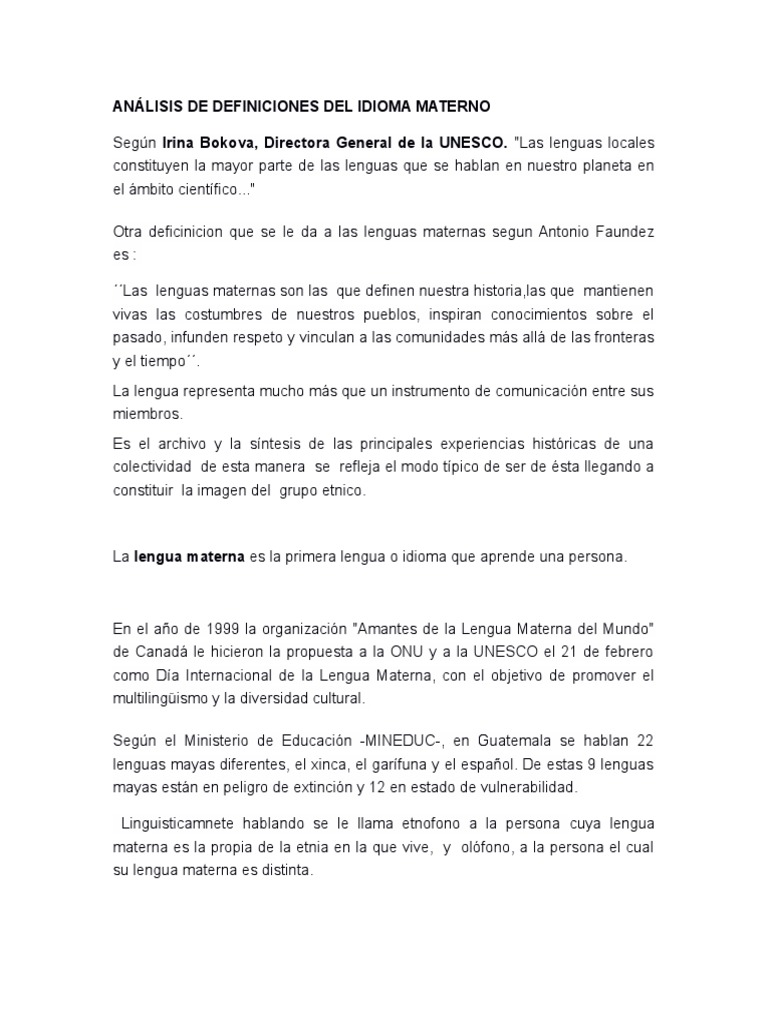 Análisis de Definiciones Del Idioma Materno | PDF | Semiótica ...