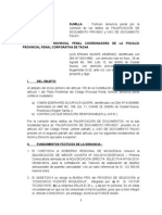 Denuncia Por Falsificacion de Firma y Uso de Documento Falso. Luis Quispe