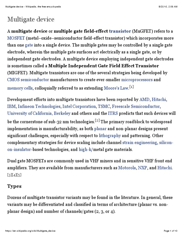 Multigate Device Wikipedia, The Free Encyclopedia Download Free PDF
