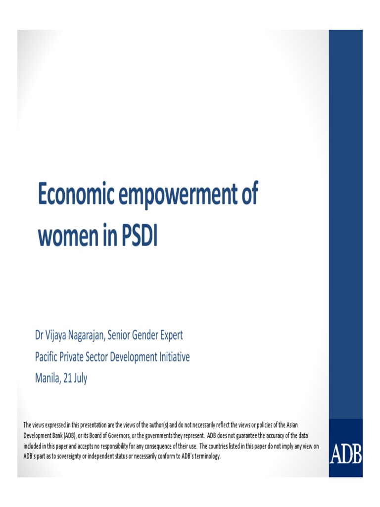 Economic Empowerment of Women in PSDI | PDF | Business
