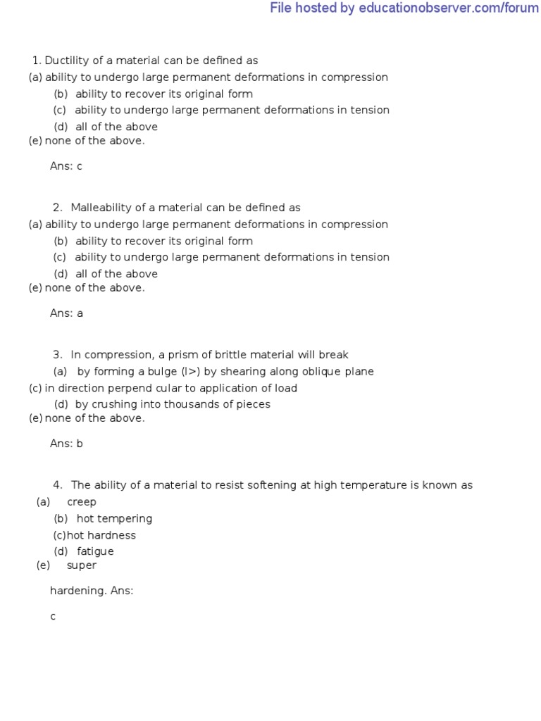 RRB Mechanical Engineer Model Question Paper With Answer Key 14