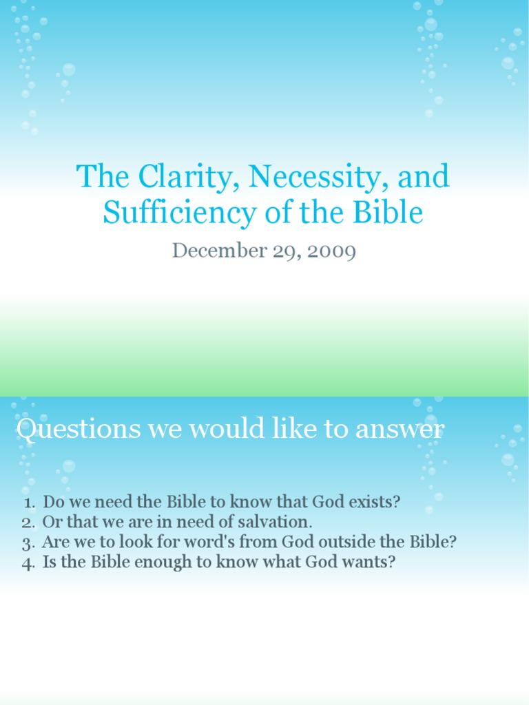 Necessity and Sufficiency of Scripture | PDF | The Gospel | Jesus