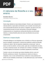 A Natureza Da Filosofia e o Seu Ensino