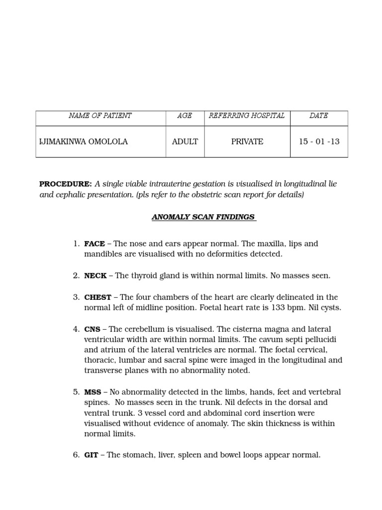 ANOMALY SCAN REPORT.doc Vertebral Column Abdomen