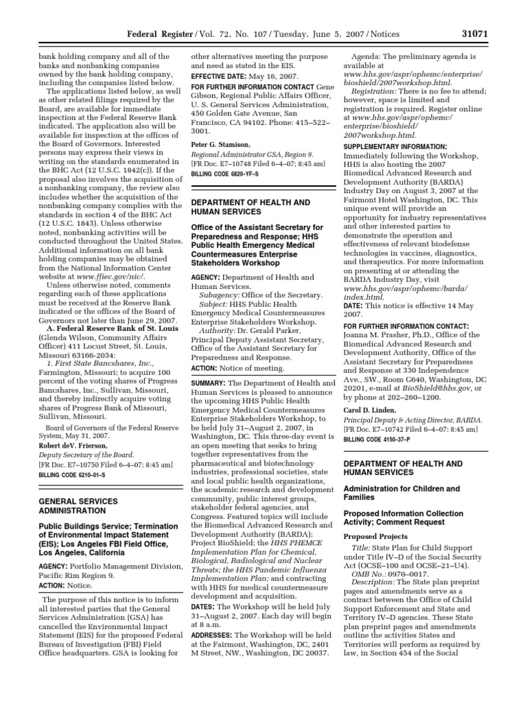 Federal Register Notices Summary | PDF