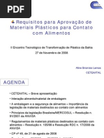 Requisitos para Aprovação de Materiais Plásticos para Contato com Alimentos