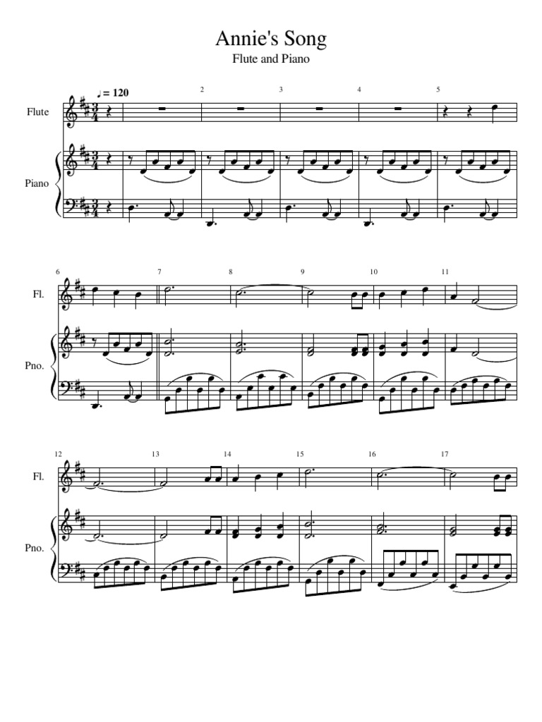 Annie's Song Flute and Piano Sheet Music