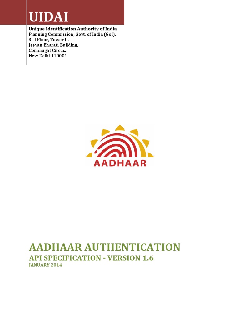 Aadhaar Authentication API 1 6 | PDF | Authentication | Biometrics