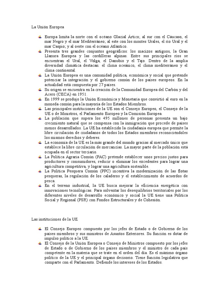 Estructura y Funciones de la UE | PDF | Unión Europea | Parlamento Europeo