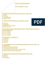 Multiple Choice Questions On Biomolecules