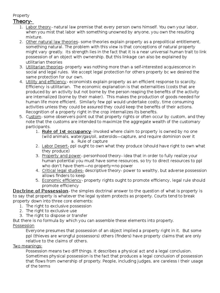Understanding Property Rights Theories | PDF | Adverse Possession ...