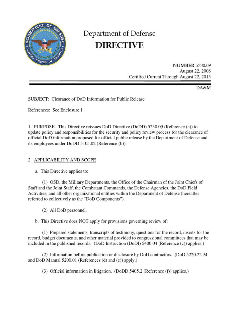 Clearance of DoD Information for Public Release.pdf United States
