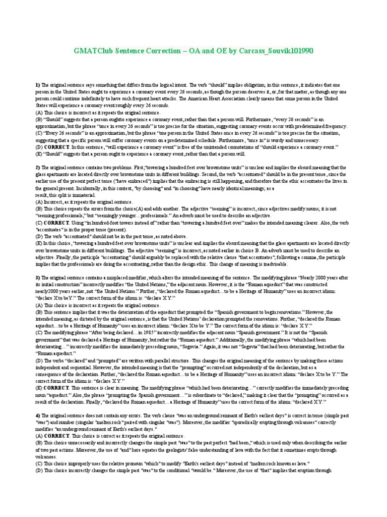 Sentence Correction Insights | PDF