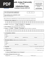 South Asian University: Admission Form