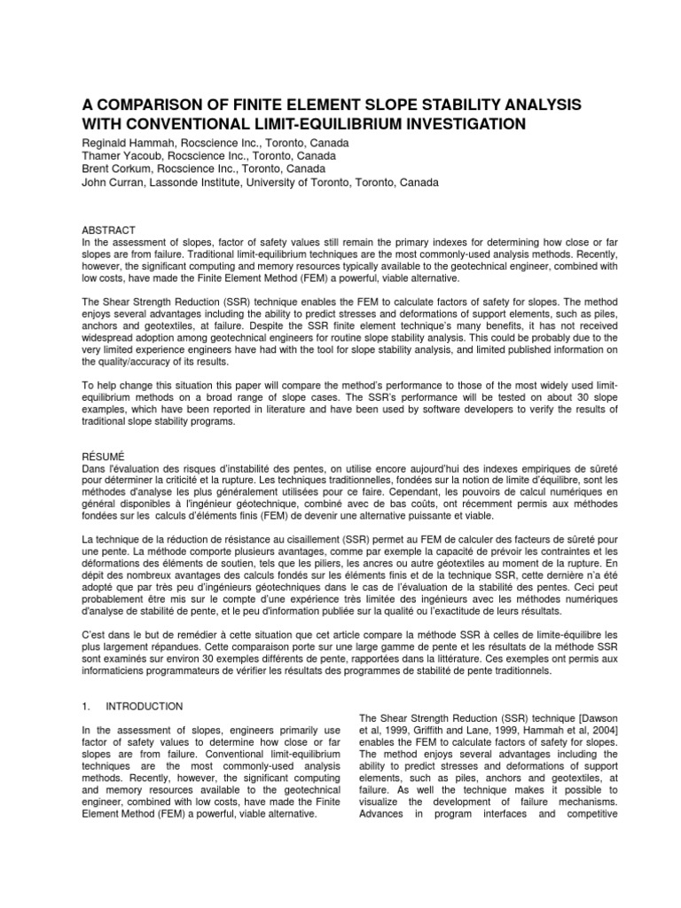 Finite Element vs. Limit-Equilibrium in Slope Stability | PDF ...