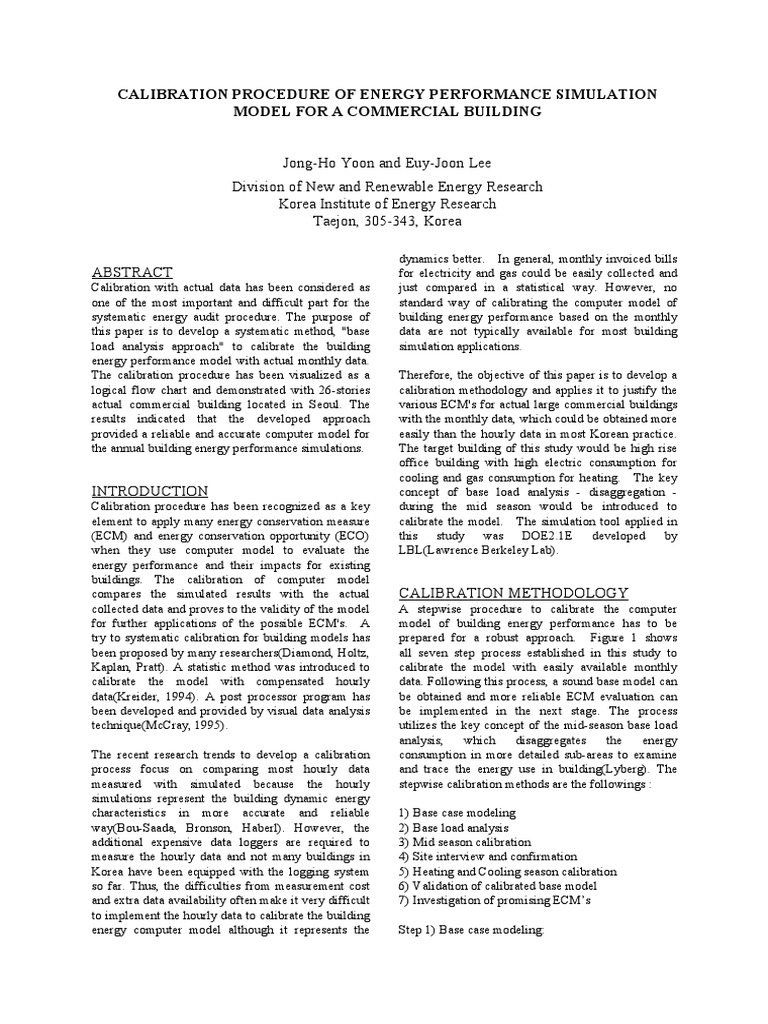 Calibration Procedure of Energy Performance Simulation For Buildings ...