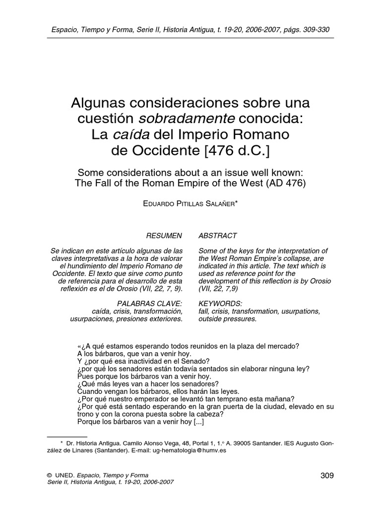Caida Del Imperio Romano Pdf | ¿Qué Sucedió en la Caída del Imperio ...