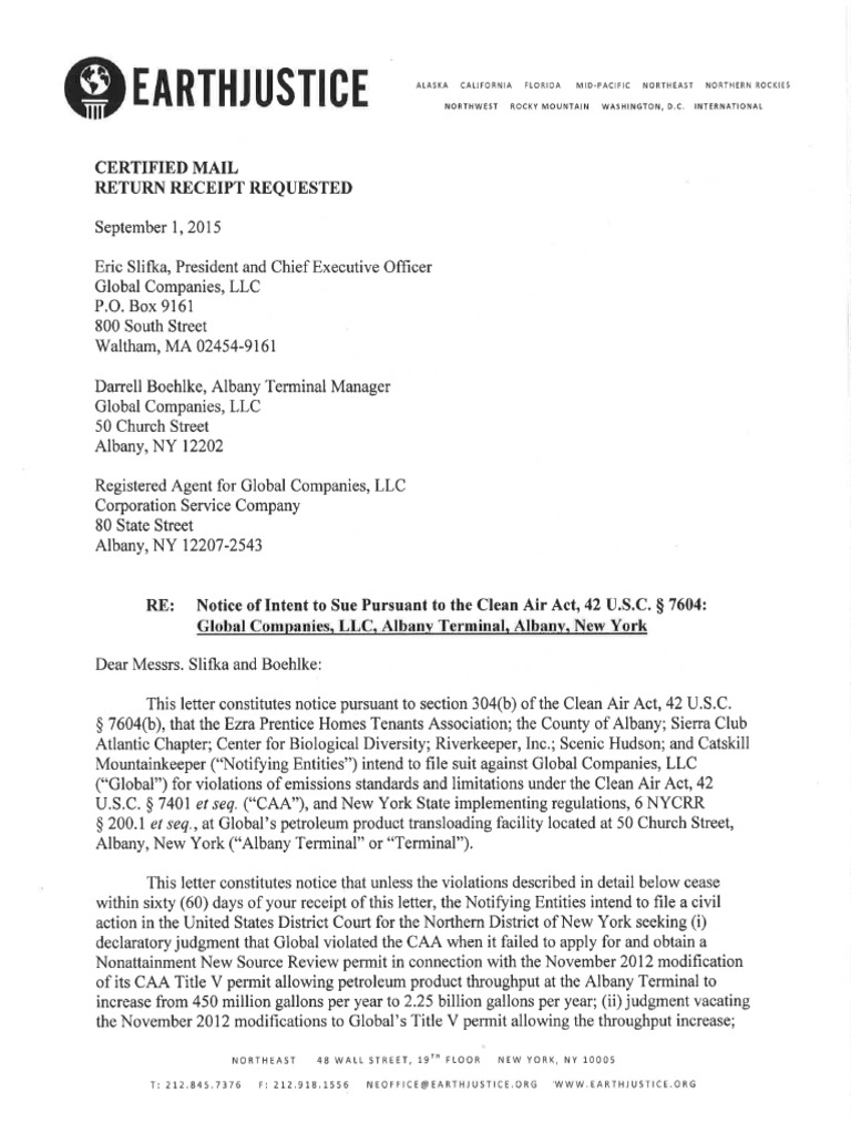 Notice of Intent To File Suit