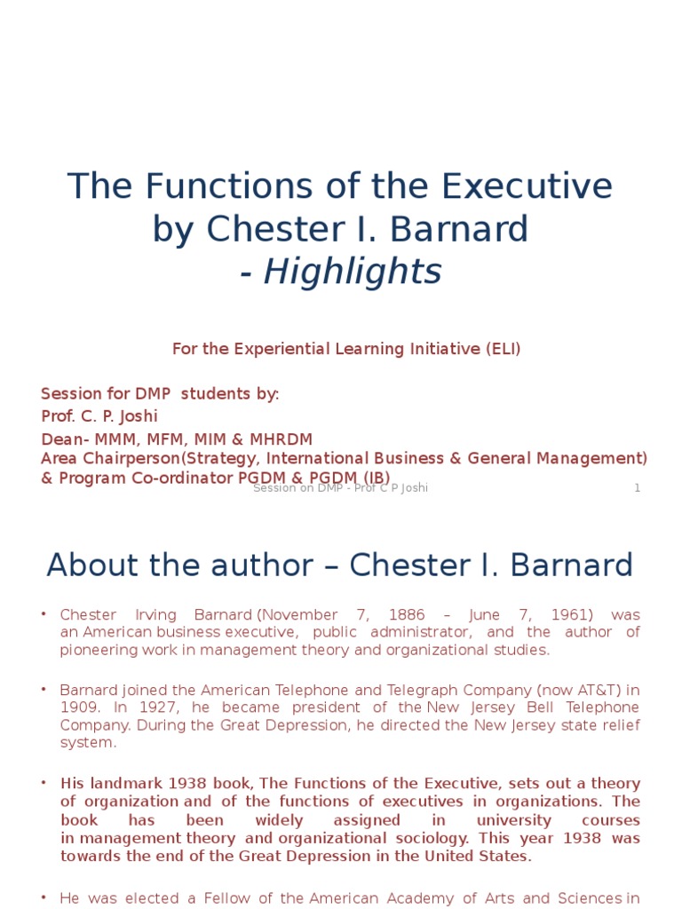 The Functions of The Executive | PDF | Strategic Management | Cognition