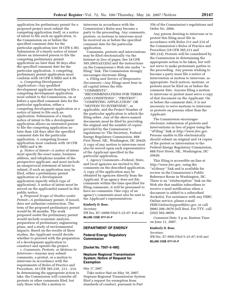 Notice Reports and Guidance Documents Availability, Etc. Neptune