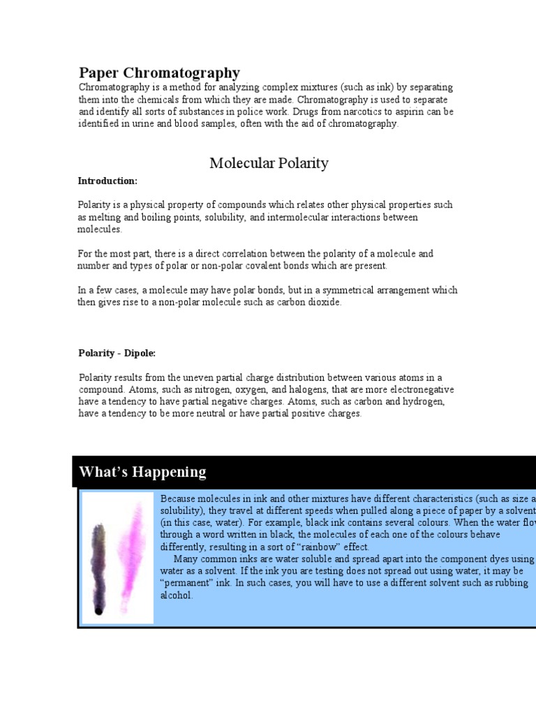 Paper Chromatography PDF Chemical Polarity Chromatography