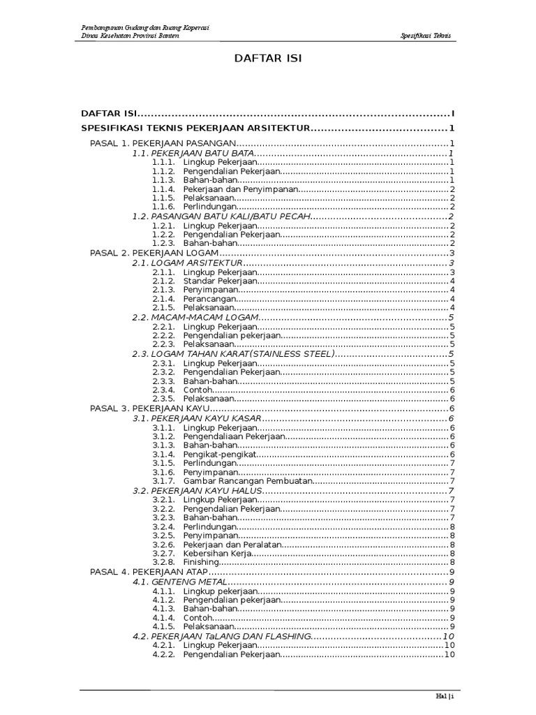 Spesifikasi Teknis Bangunan Gedung