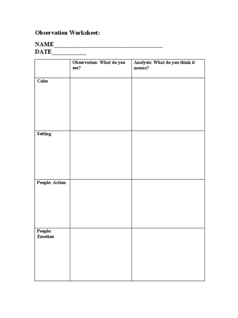 Ad Observation Worksheet | PDF