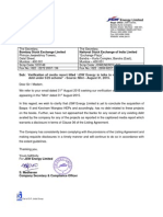 JSW Energy LTD Reply To Clarification Sought by The Exchange (Company Update)