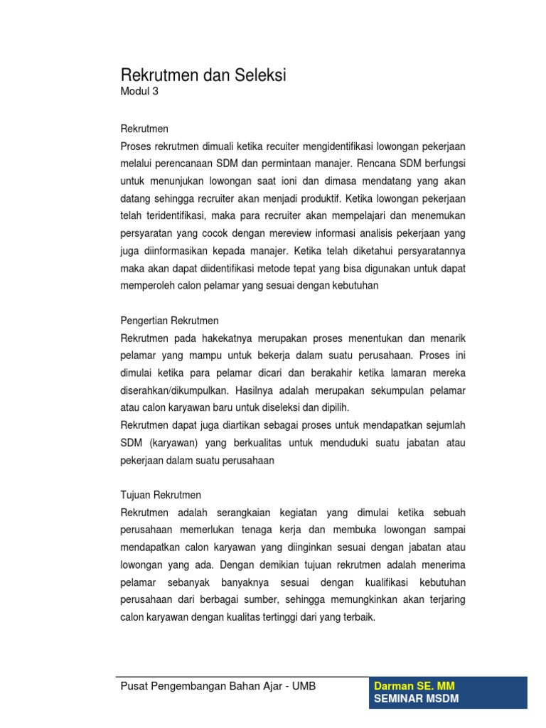Rekrutmen Karyawan | PDF