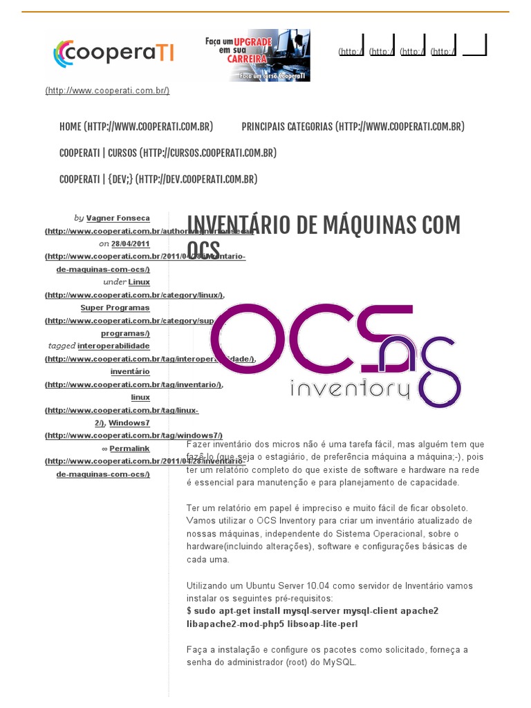 Inventário de Máquinas Com OCS | PDF | Protocolo de transferência de ...