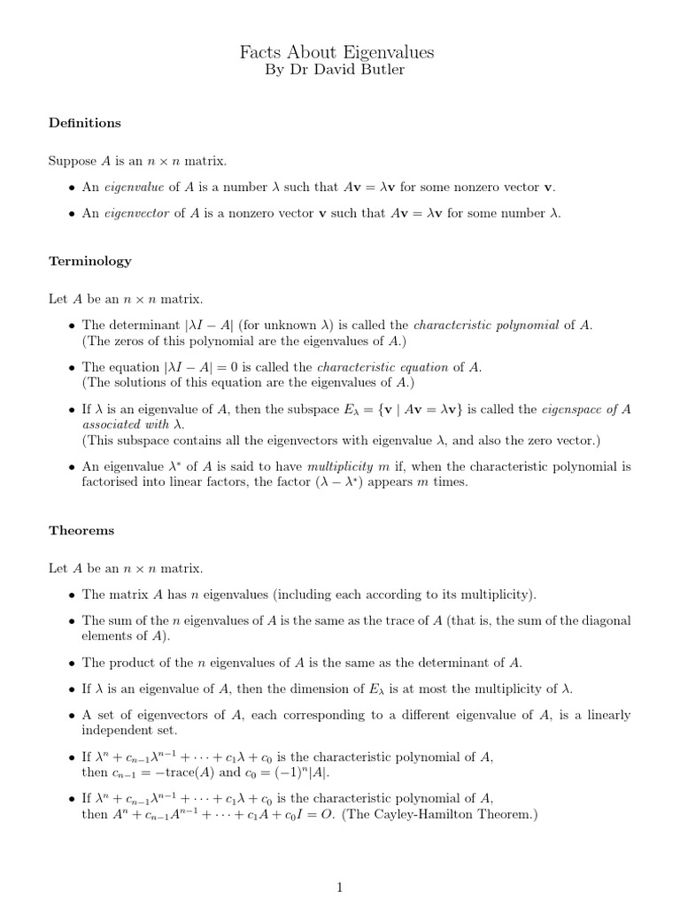 Evalue Magic Tricks Handout | PDF | Eigenvalues And Eigenvectors ...
