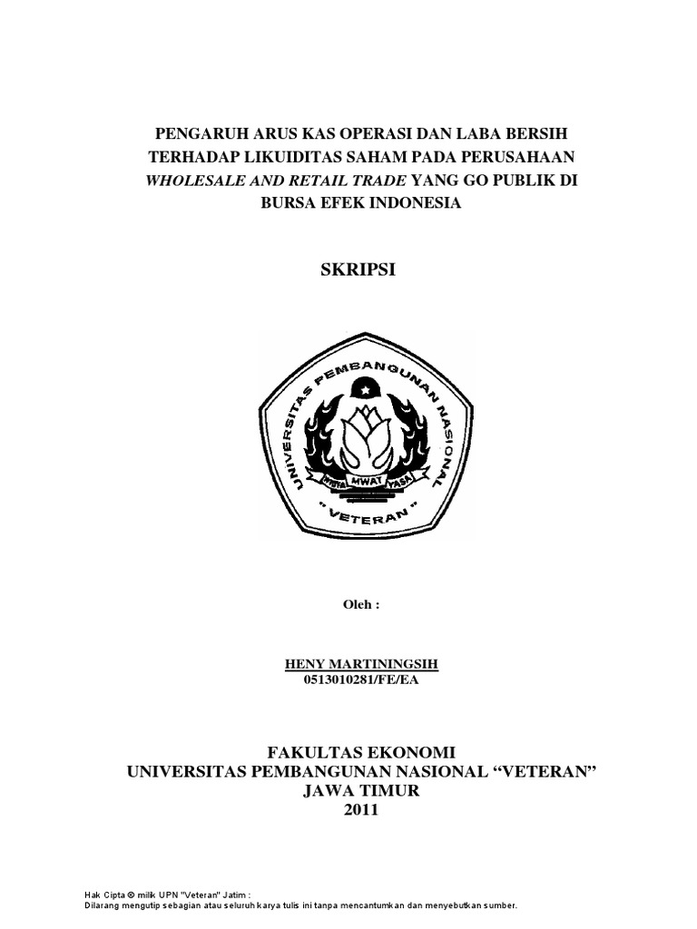 Skripsi Pengaruh Arus Kas Terhadap Likuiditas Perusahaan Pdf